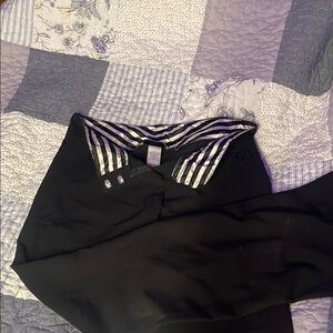 Chic Black Pants with Striped Waistband